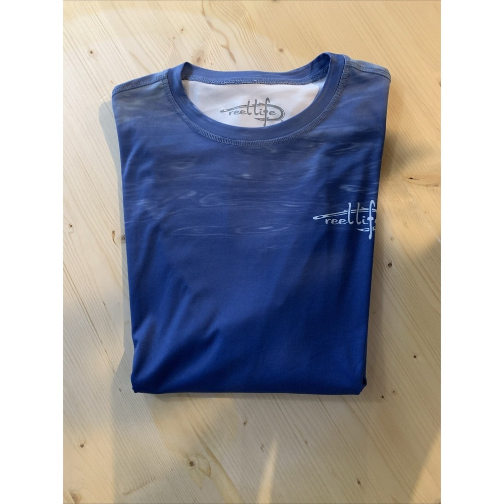 REEL LIFE SUN DEFENDER Long Sleeve UV Tee Real Blue‎ Pullover Men's XL